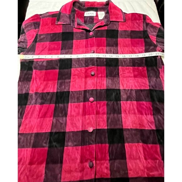 Erika Collection Women's Button-Up Plaid Shirt L Cotton/Polyester Pink & Black - Picture 1 of 3